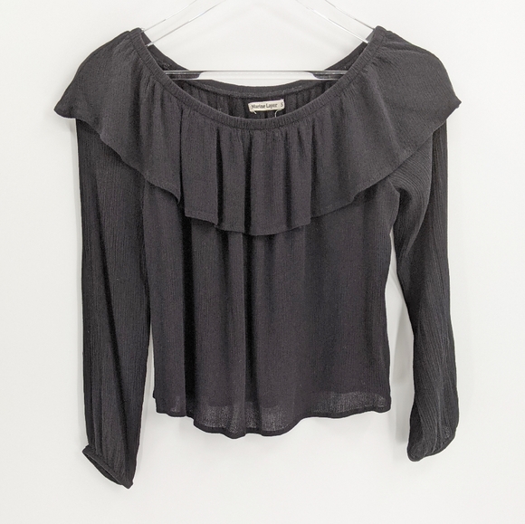 Marine Layer Hudson Off The Shoulder Black Top - Picture 2 of 9